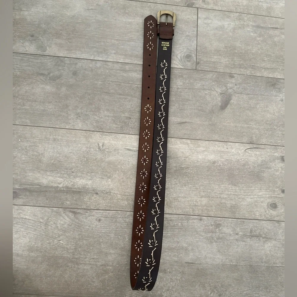 Boho embroidered genuine leather belt women’s 2XL